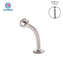QM ASTM F136 Titanium Internally Threaded Eyebrow Piercing Curved Labret Bar Flat Crystal Disc Ear Tragus Cartilge Helix Stud