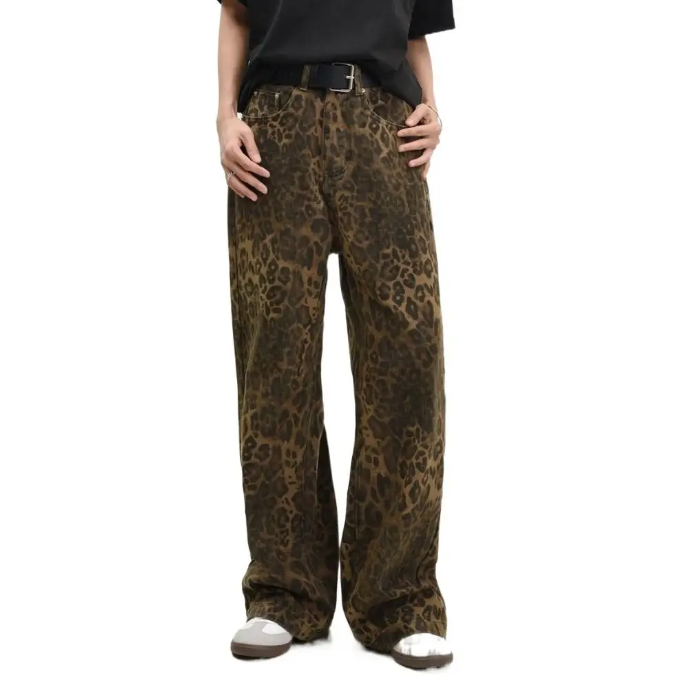 

Soft High Waist Jeans Women Y2K Loose Hip Hop Leopard Pants Spicy Girl Style Retro Cowboy Pants Girls