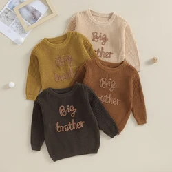 1-5Years Toddler Baby Boys Sweater  Autumn Winter Clothes Long Sleeve Letter Embroidery Pullover Knitwear Tops