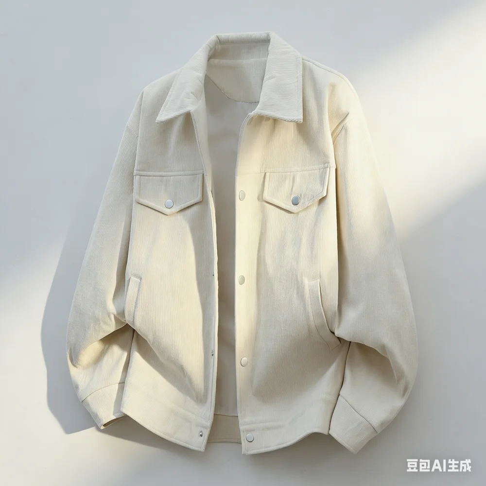 Corduroy collar new-style jacket for men, 2026 spring, autumn and winter new trend, retro and high-end checked coat, extra large