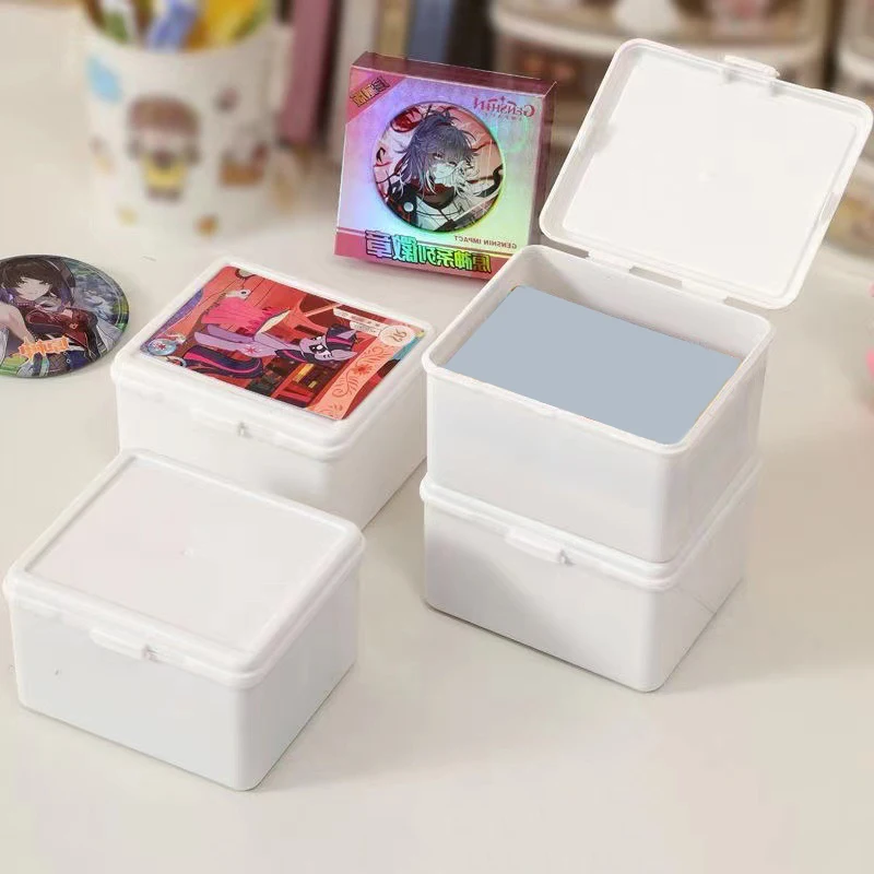 Dustproof Transparent Flip Lid Card Storage Box Small Card Holder Game Card K-pop Star Postcard Desktop Organizers Case