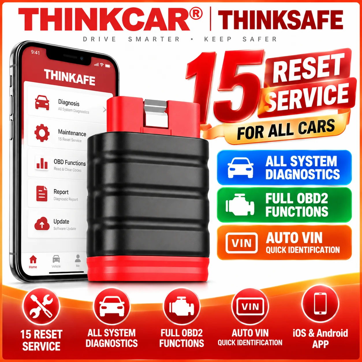 Thinksafe OBD2 Bidirektionaler Scanner ABS SAS TPMS EPB Öl-Reset Diagnosegerät