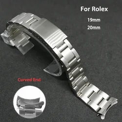 Stainless Steel Strap Curved End 19mm 20mm Watchband for Oyster Replacement Wristband for Rolex Men Women Watches Accessories