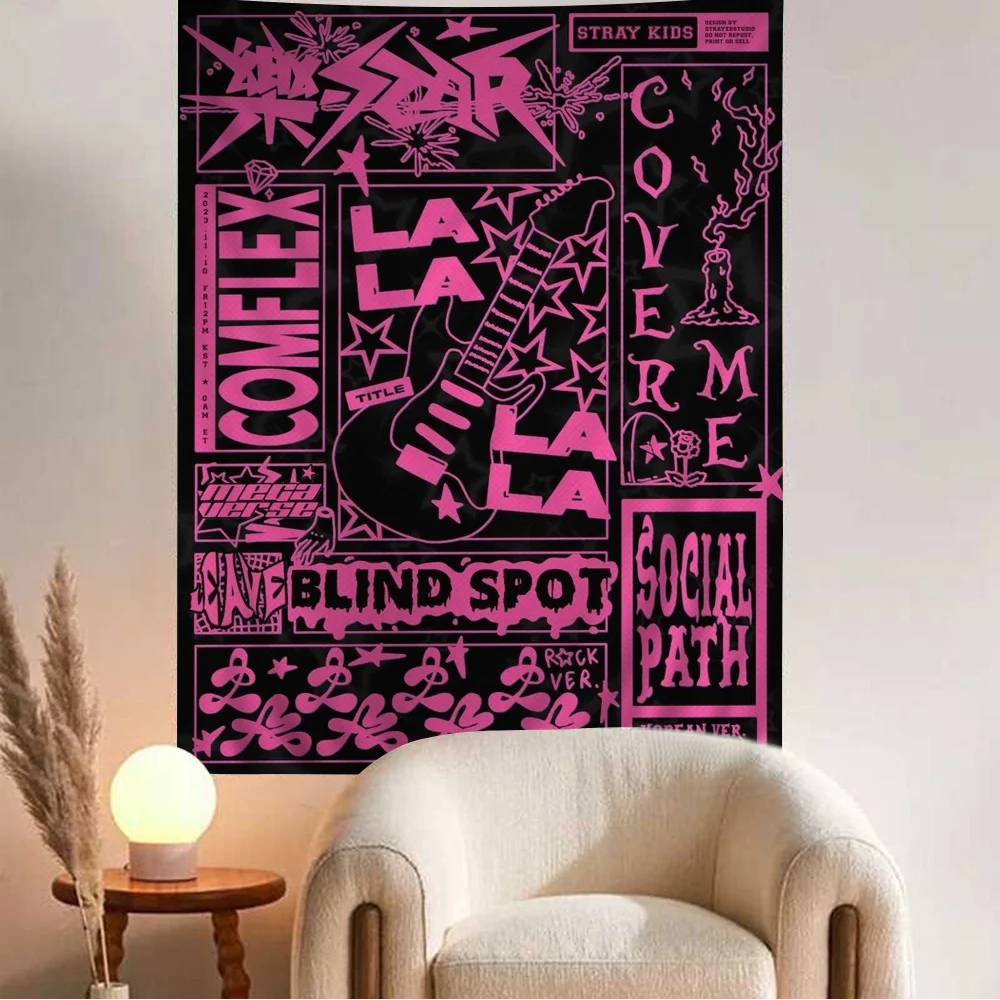 Stray 5-STAR-Kids-D Kpop Tapestry Anime Tapestry Hanging Tarot Hippie Wall Rugs Dorm Wall Hanging Sheets