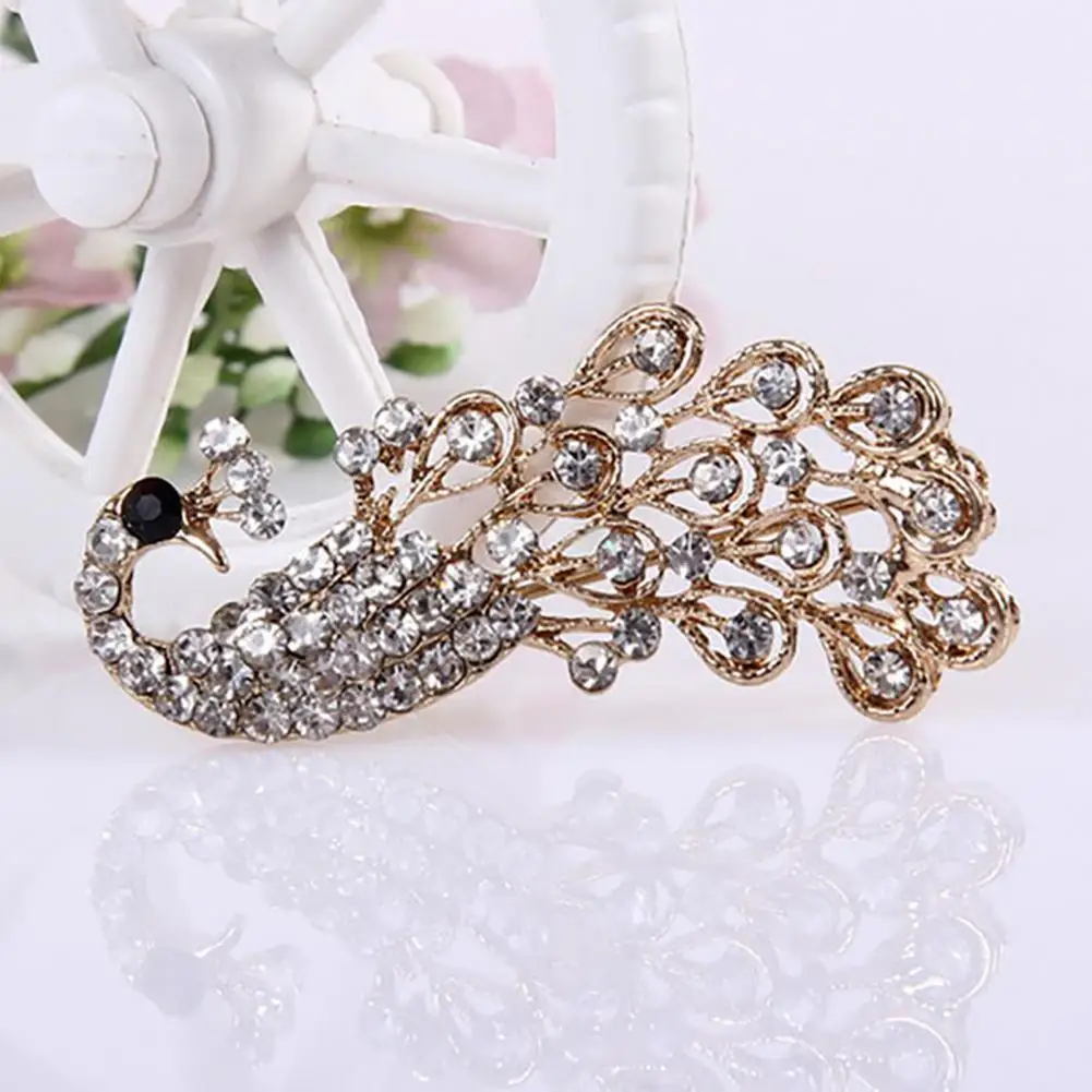 Shiny Rhinestone Peacock Brooch Pin Women Fashion Peacock Shape Brooch Collar Pin Coat Dress Evening Party Animal Jewelry Gifts