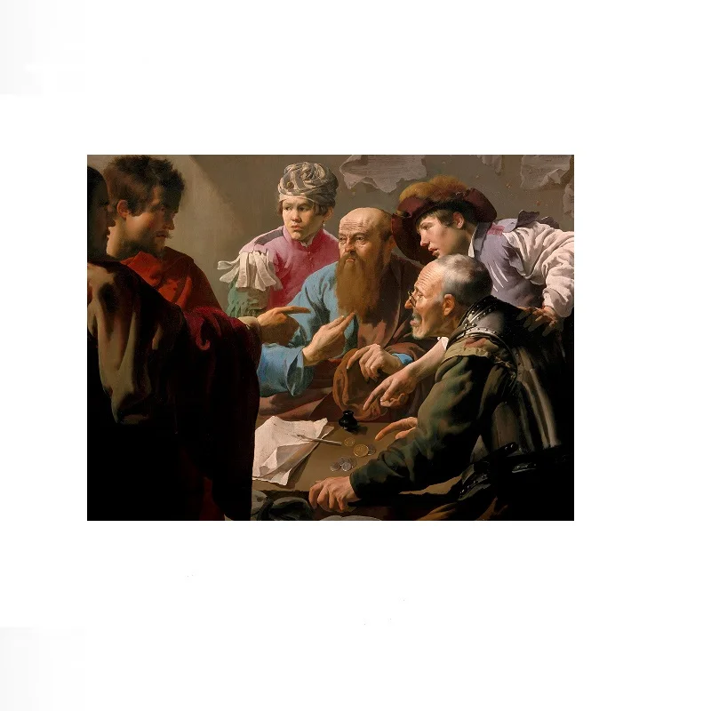 Brugghen, Hendrick ter - The Calling of St. Matthew Painting, Art Print Canvas Poster, Living Room Decor, Home Wall Picture