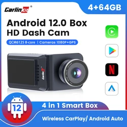 CarlinKit CarPlay Ai Dash Cam Wireless CarPlay Android Auto DVR 1080P HD GPS For Netflix Tv Android Box Recorder Qualcomm 4+64G