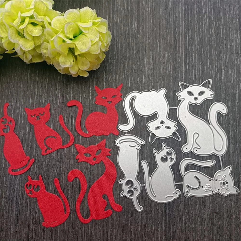 2024 New Metal Cutting Mold DIY Clip Book Six Cartoon Cat Relief Album Greeting Card Embossing Making Mold Handicraft