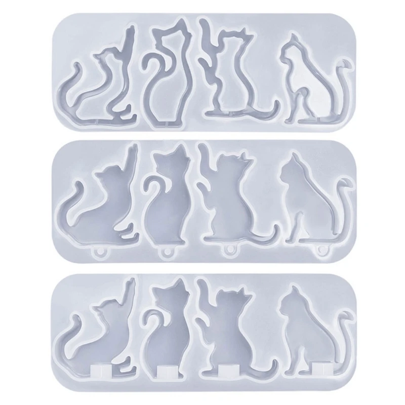 

3pcs Cat Keychain Mold Keyring Casting Mould Silicone Mold for DIY Crafts