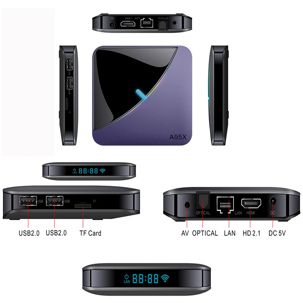 A95x F3 Không II Smart TV Box Android 11 Amlogic S905W2 5G Wifi 4K 3D BT5.0 Đèn RGB tivi Boxs HD Truyền Thông Người Chơi 2G 16G 32G 4G 64G