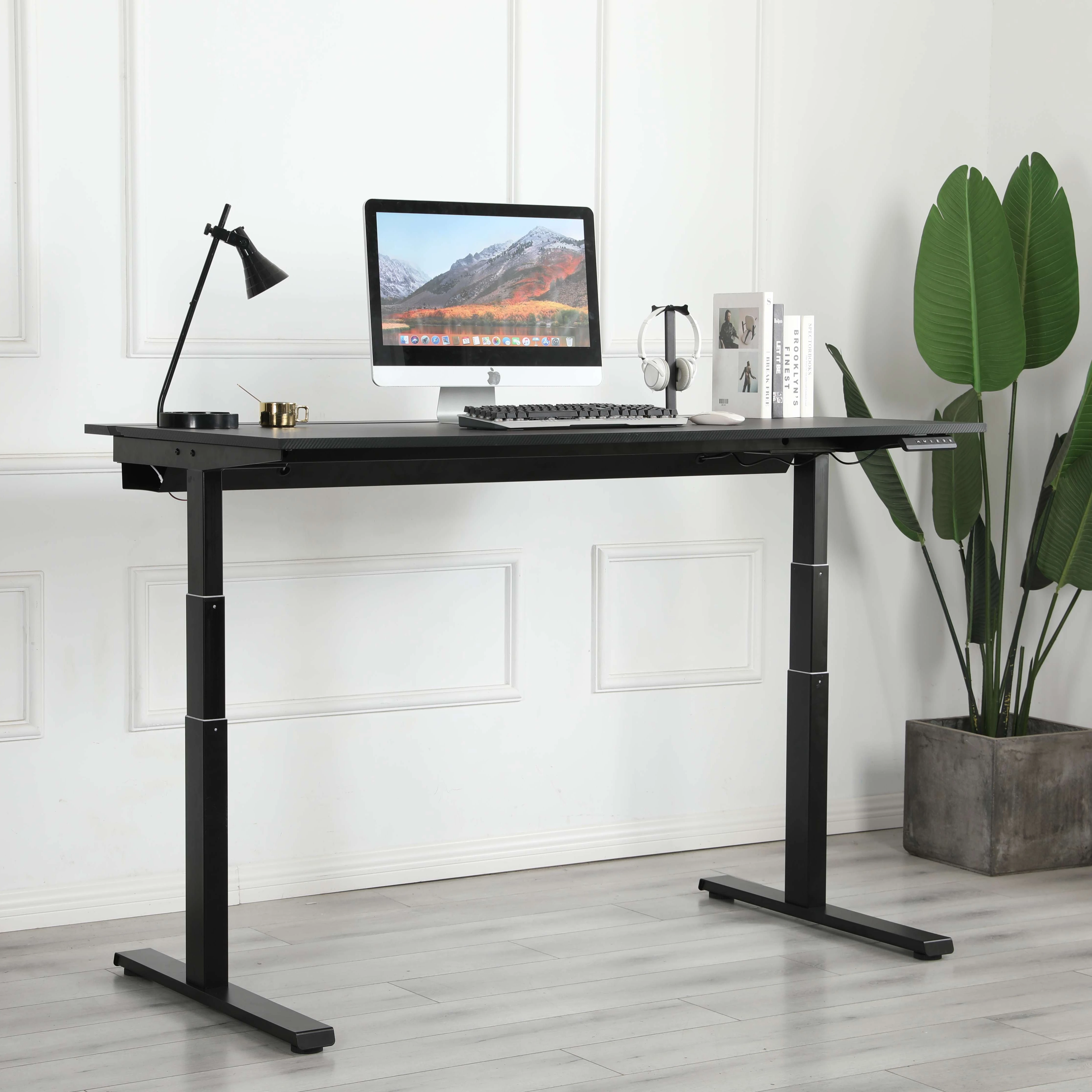 Electric Height Adjustable Standing Gaming Desk Dual Motors Computer Laptop Table With LED RGB Light