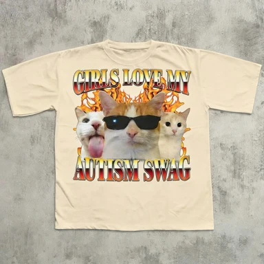 2026 جديد الفتيات الحب بلدي التوحد غنيمة مضحك القط ميمي تي شيرت قمصان غريبة الملابس القطط عاشق هدية Brainrot قميص سخيف التي شيرت