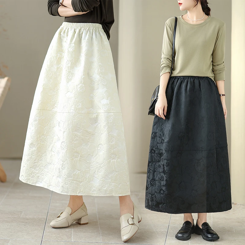 

Повседневная универсальная юбка-миди с высокой талией, женская цветная юбка Emed с цветочным принтом, юбка трапециевидной формы, полиэфирное волокно