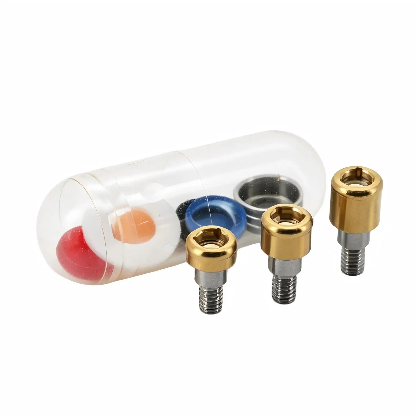 Dental Lab Overdenture Implant Attachment Silicone Caps Replacement Color Coded Retention Rings Kit for Prosthetic Maintenance