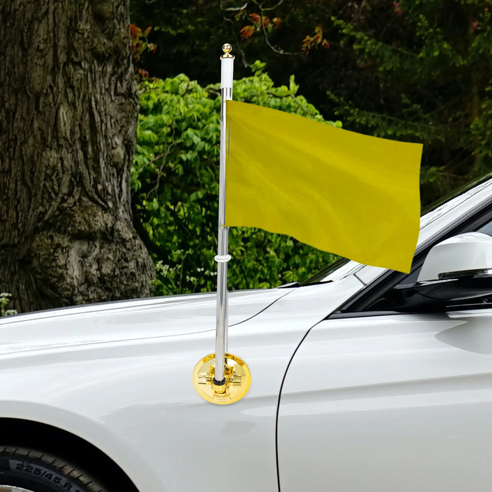 1pc Car Telescopic Stainless Steel Base Suction Multi- Use Flag Cup Mount Multi Use Flagpole Stand Decor Rack