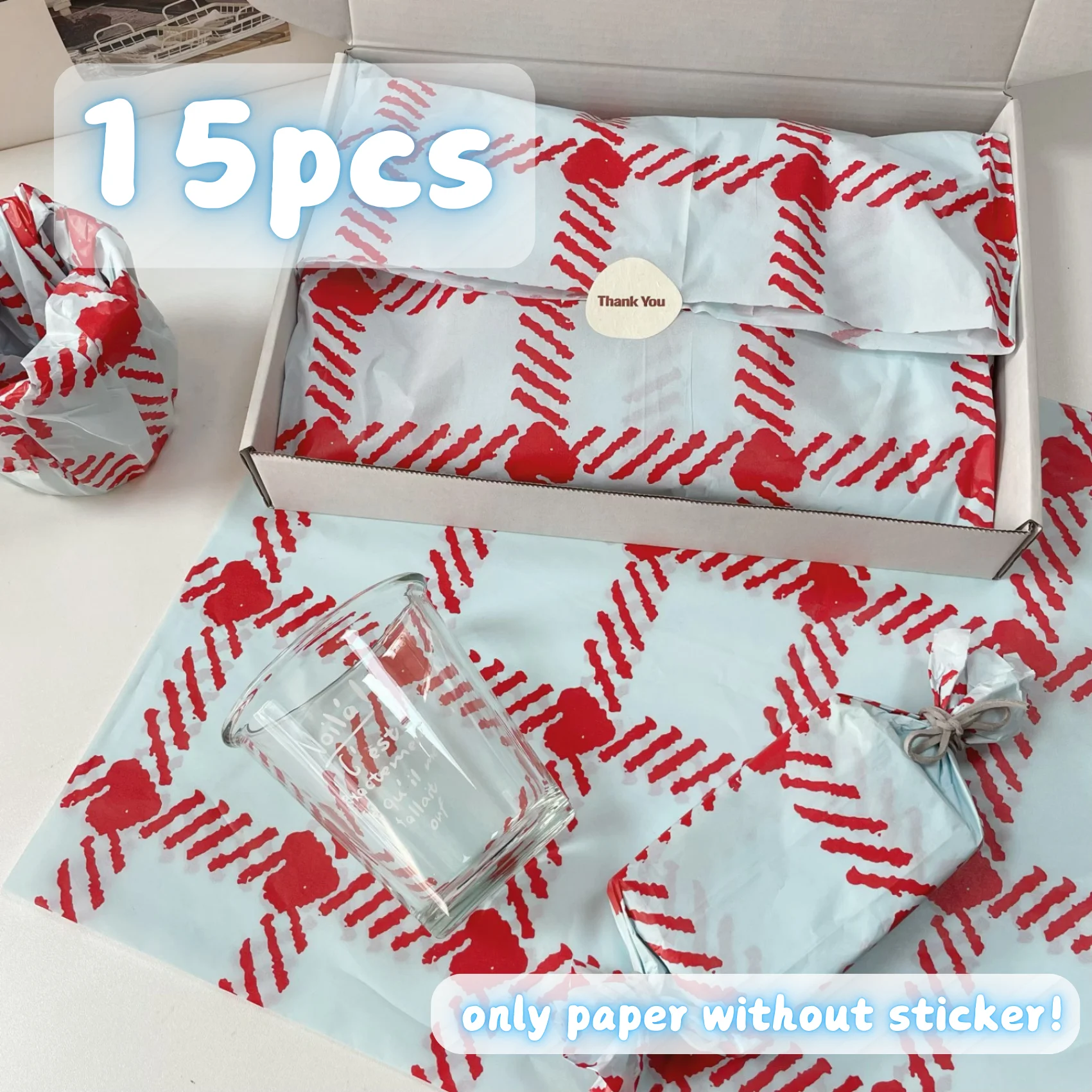 15pcs red blue  black pinkTissue Paper ，50x35cm -Gift Wrapping Paper for Weddings,Valentine'S Day,Birthday Gifts,Bouquet
