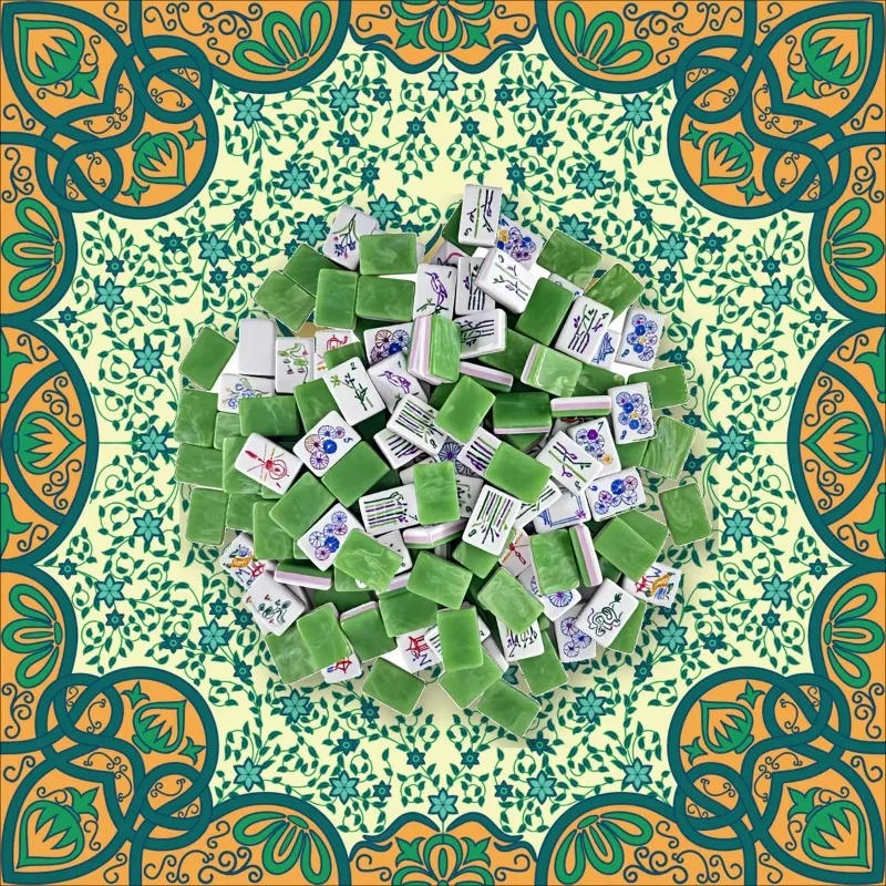 

Deluxe American Mahjong Set 160 Pieces 32mm 4 Layers Engraved Acrylic Cards with Green Moroccan Cards Pad,In Stock, For 4 People
