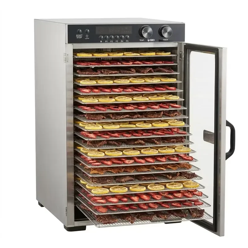 Electric 18 Tray Stainless Steel Food Dehydrator Digital Temperature Control Commercial Use Drying Oven Batch Drying Machine