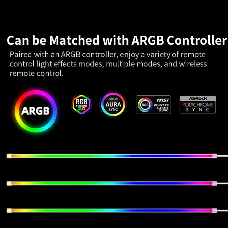 Teucer 40cm Flexible 5V 3PIN ARGB LED Light Bar 3M Adhesive backing Colorful Atmosphere DIY Lamp for PC Computer Case Chassis