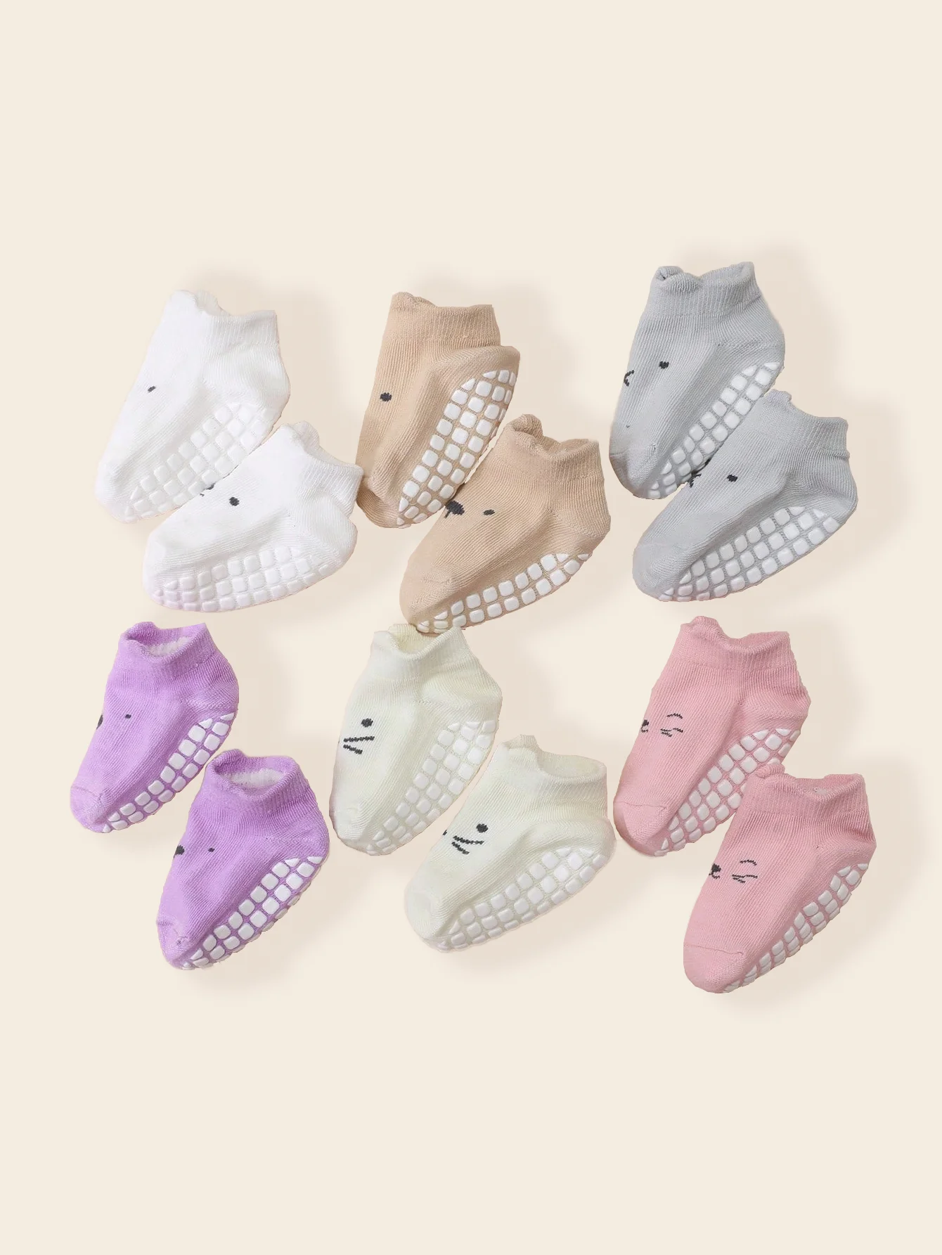6 Pairs of Baby Short Socks with Cute Patterns, Soft and Anti-Slip Adhesive Socks Are Suitable for Both Boys and Girls for Daily Wear