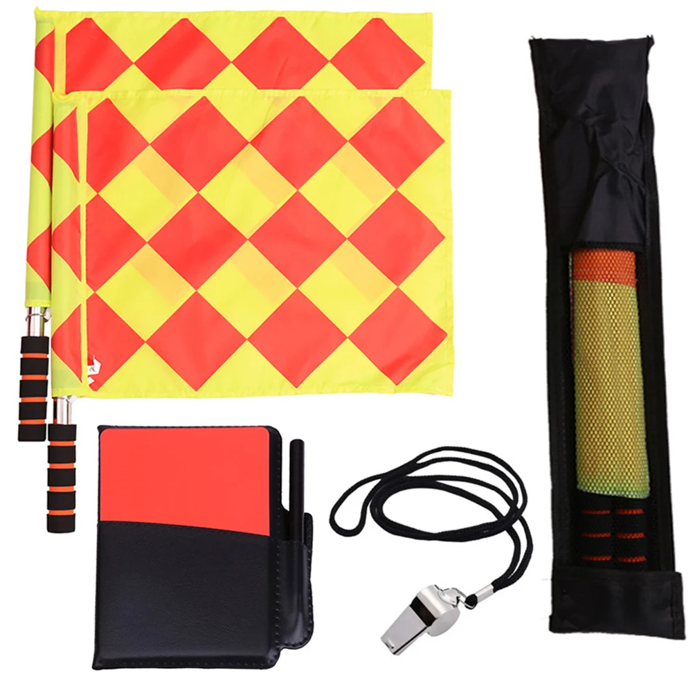 Soccer Referee Flag Whistle Set Professional Red Yellow Card Tools Sport Training Useful Sport Training Referee Tool Kit