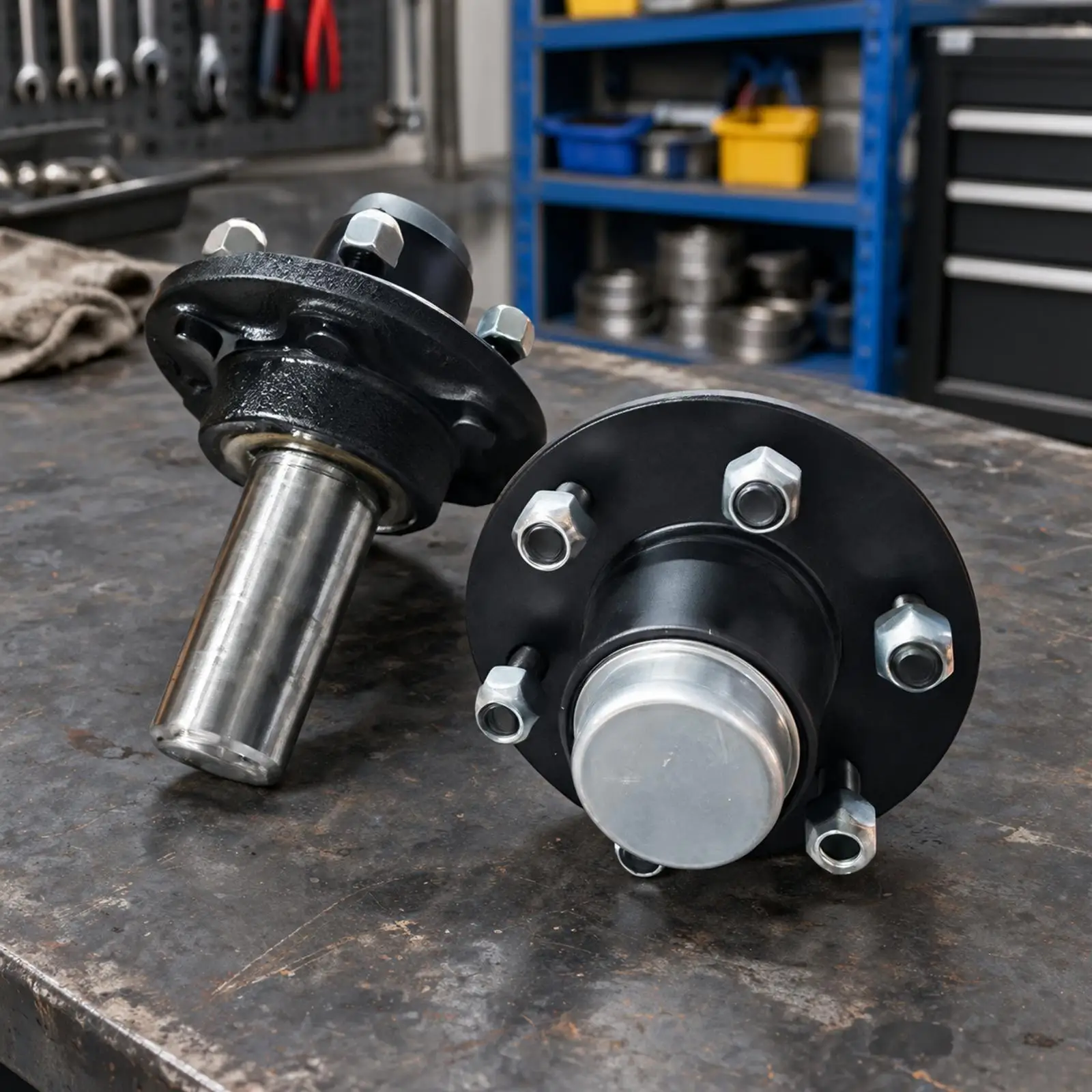 Trailer Bearing for seat Half-Axle Assembly Non-Braking Trailer Axle Assembly with Mounting Flange Compact