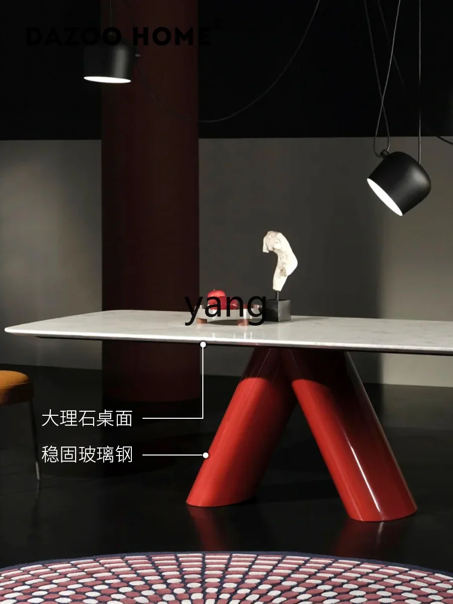 طاولة طعام YJQ بسيطة وحديثة ومبتكرة من الرخام الطبيعي باللون الأبيض الفاخر من الحجر البلغاري الأحمر