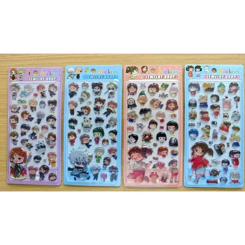 20/40Pcs Anime 3D Crystal Stickers Betty Demon Slayer Jujutsu Kaisen  Decor For Phone Case Notebook Journal DIY Decoration