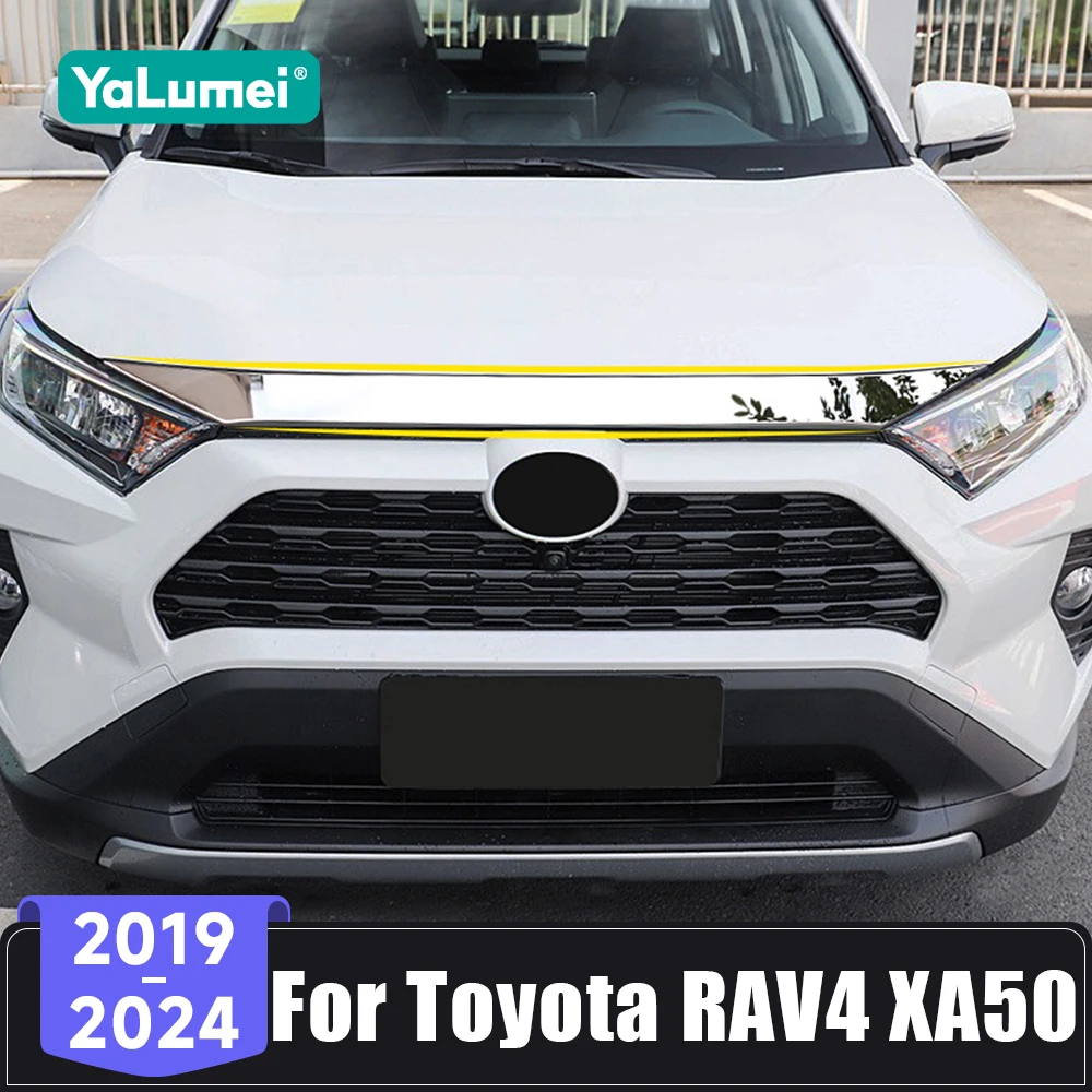 

For Toyota RAV4 XA50 RAV 4 Hybrid 2019 2020 2021 2022 2023 2024 Stainless Car Front Hood Engine Trim Sticker Decoration Cover