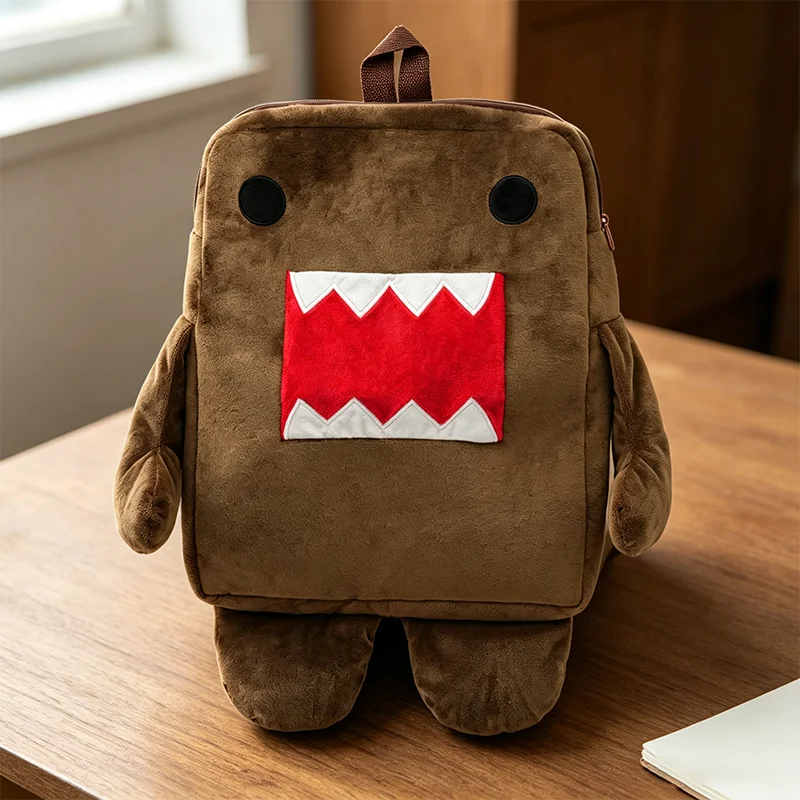 48CM Cute Domo Kun Plush Toy Soft Funny Cartoon Anime Stuffed Shoulder Messenger Brown Bag Accompany Plushies Backpack Kid Gifts