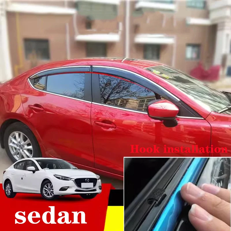 

Car Body Cover Stick Lamp Plastic Window Glass Wind Visor Rain/Sun Guard For Mazda 3 Axela sedan 2014 2015 2016 2017 2018