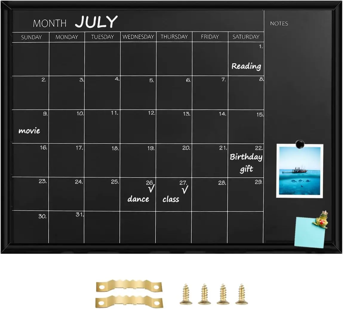 

Magnetic Calendar Chalkboard, 23.6x31.5 Inches, Black Frame for Office, School, Home Planning and Scheduling