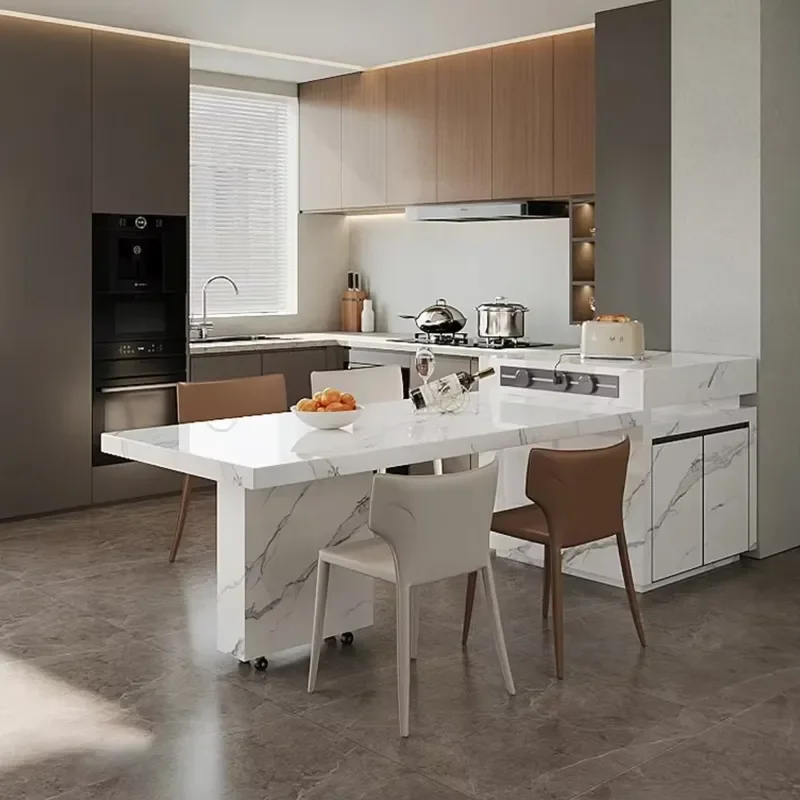 Lovein Model 101 Custom Size Sintered Stone Slab Minimalist Style Multi-functional Integrated Island Dining Table Modern