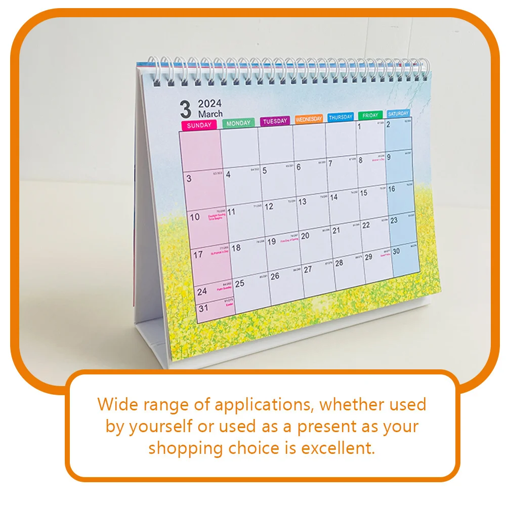 تقويم مكتبي صغير قائم لمدة عام كامل 2024 تقويم قلاب لسطح المكتب لتسجيل الحدث المنزلي وديكور مكتب المكتب #4