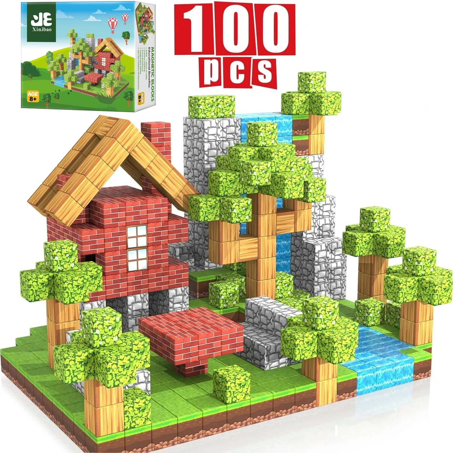 Ensemble de blocs magnétiques pour garçons et filles, cubes mentaires oriels Montessori, tige, construction de jouets, cadeau pour les tout-petits, 100 pièces