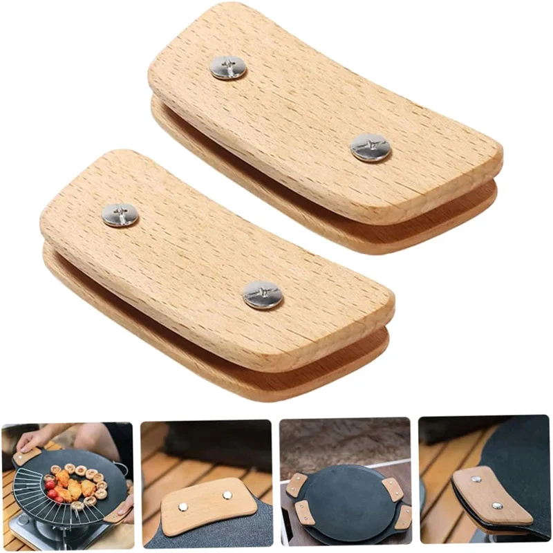 Wooden BBQ Pan Handle Anti Scald Heat Resistant Insulated Grip Replacement For Sauce Grill Pan Griddle Outdoor Camping