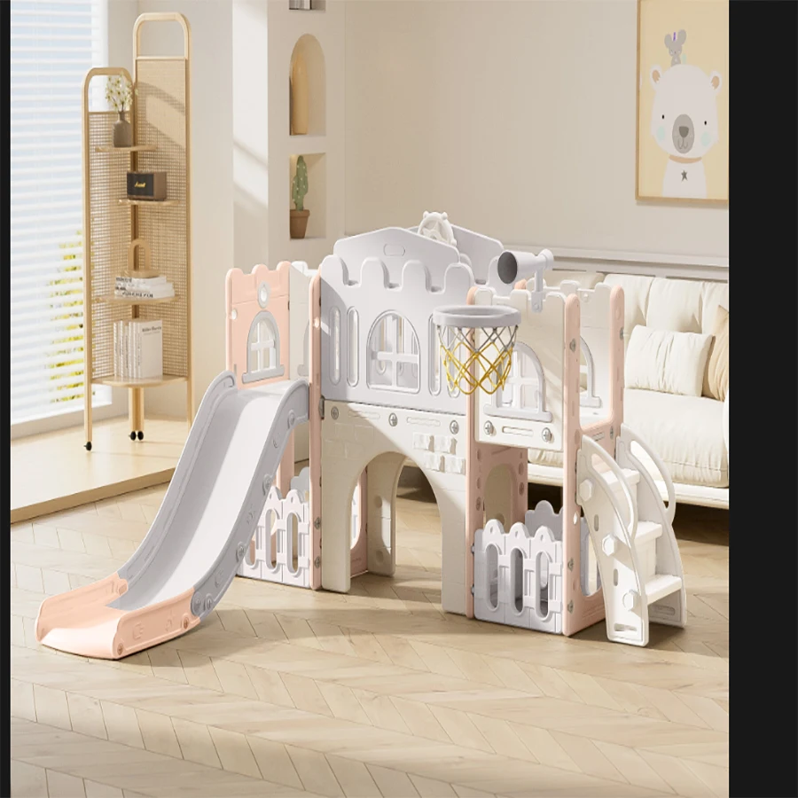 ملعب داخلي 8 في 1 للأطفال الصغار، مجموعة لعب للأطفال الصغار منزلق داخلي للأطفال من سن 1 إلى 3 سنوات، طوق كرة السلة، المتسلق، نفق الزحف #1