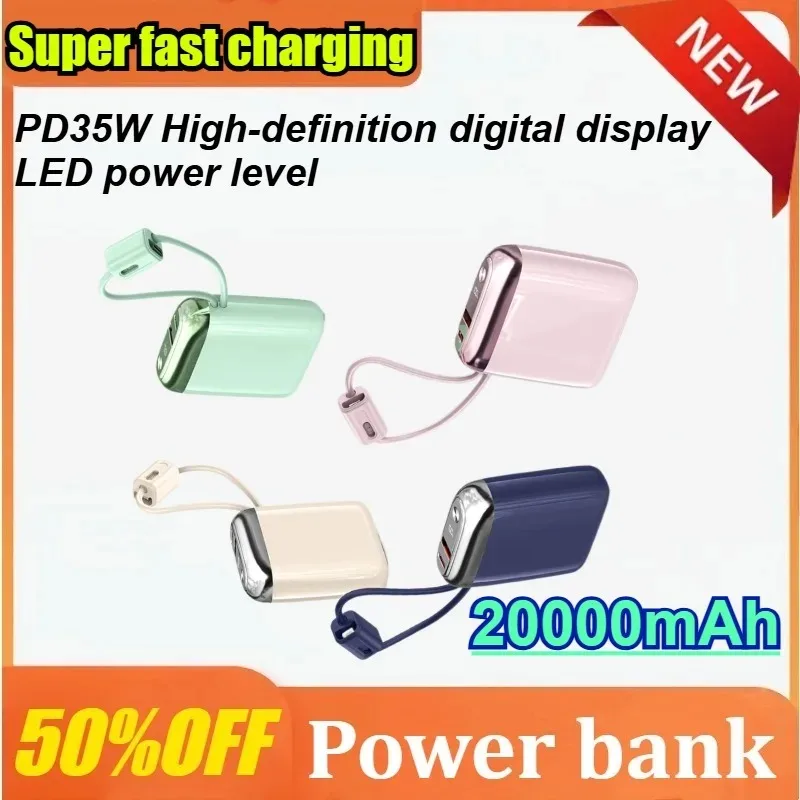 

CCC 20000mAh Mini Power Bank 66W Super Fast Charging Built-in USB-C Cable PD3.0/QC3.0 Certified Portable Charger Travel-Friendly