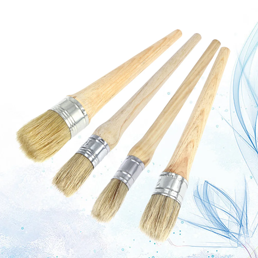 4 Pcs Round Rub on Transfers for Furniture Wooden Gilding Wax Professional Brush