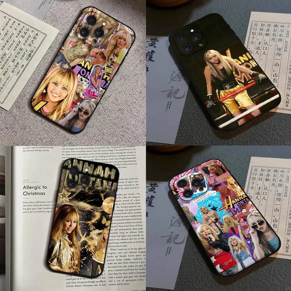 Funda para Teléfono H-Hannah M-Montana-ES para iPhone 17 16 15 14 13 12 11 X XR XS Plus Pro Max Mini, Cubierta Suave Negra
