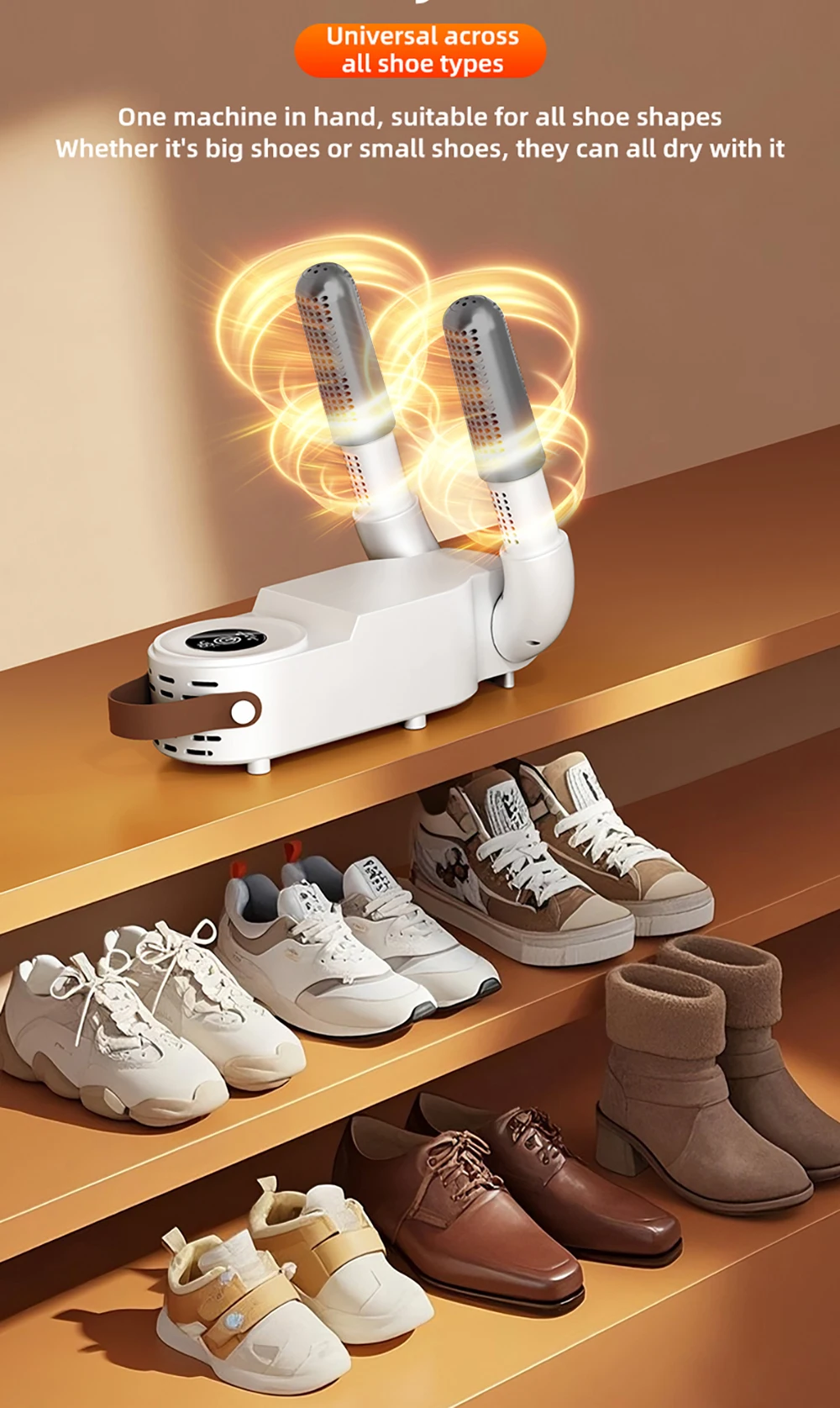 Schuhtrockner, UV-Schuhsterilisation, intelligenter Timer, Schuhtrockner, beseitigt Gerüche, Socken, Stiefel-Deodorant, faltbarer Schuh-Heiztrockner – Detail 11