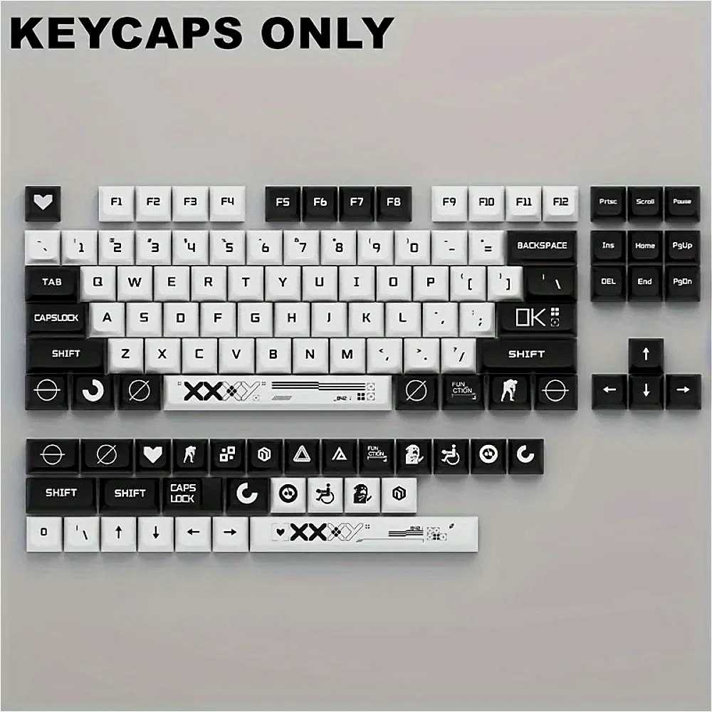 

CSGO Printed Set XDA Keycaps Pbt 132 Keys Cartoon Black and White DIY for 60/84/98/108 Mechanical Keyboards