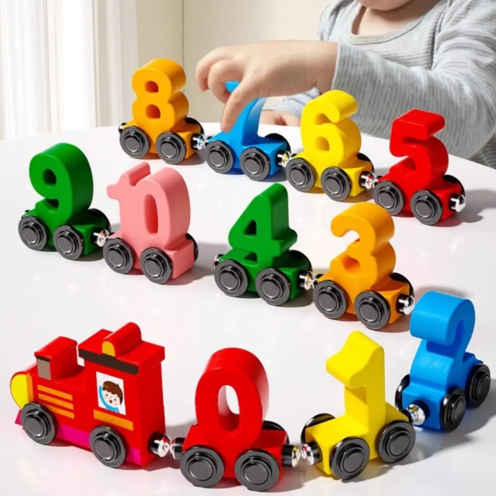 

Magnetic Number Train Toys Montessori Cognition Little Number Train Model Learning Car Wooden Toy Children's Educational Toys