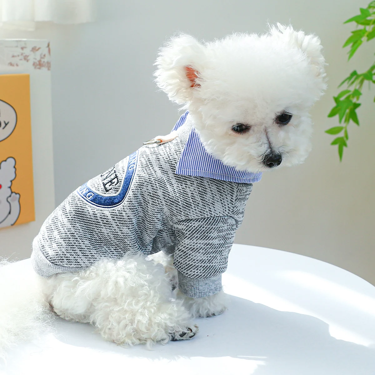 1PC Pet Clothing Cat Spring and Autumn Thin Fake Two Piece Shirt Pullover Crew Neck With Drawstring Buckle For Small Medium Dogs