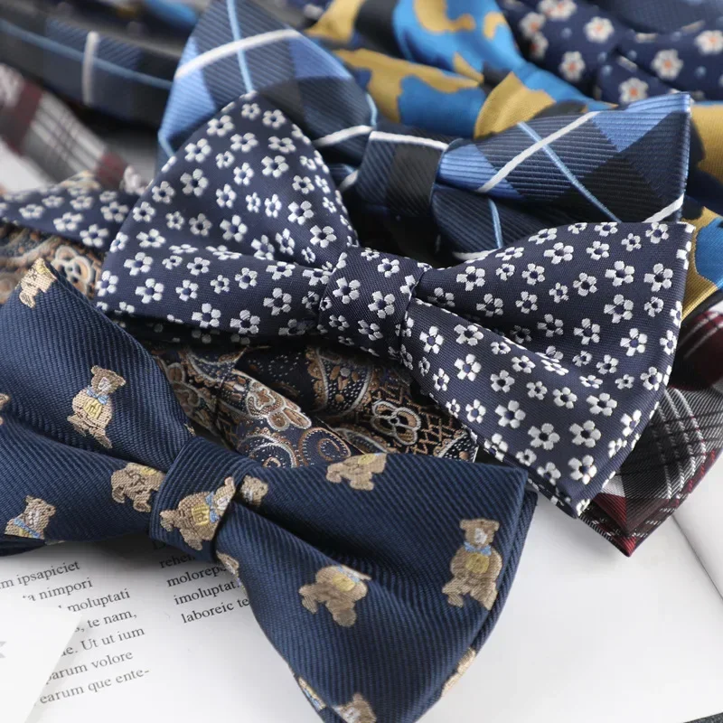 Men's formal suits, casual British and Korean version of polyester silk double-layer bow tie, trendy bow tie bow tie