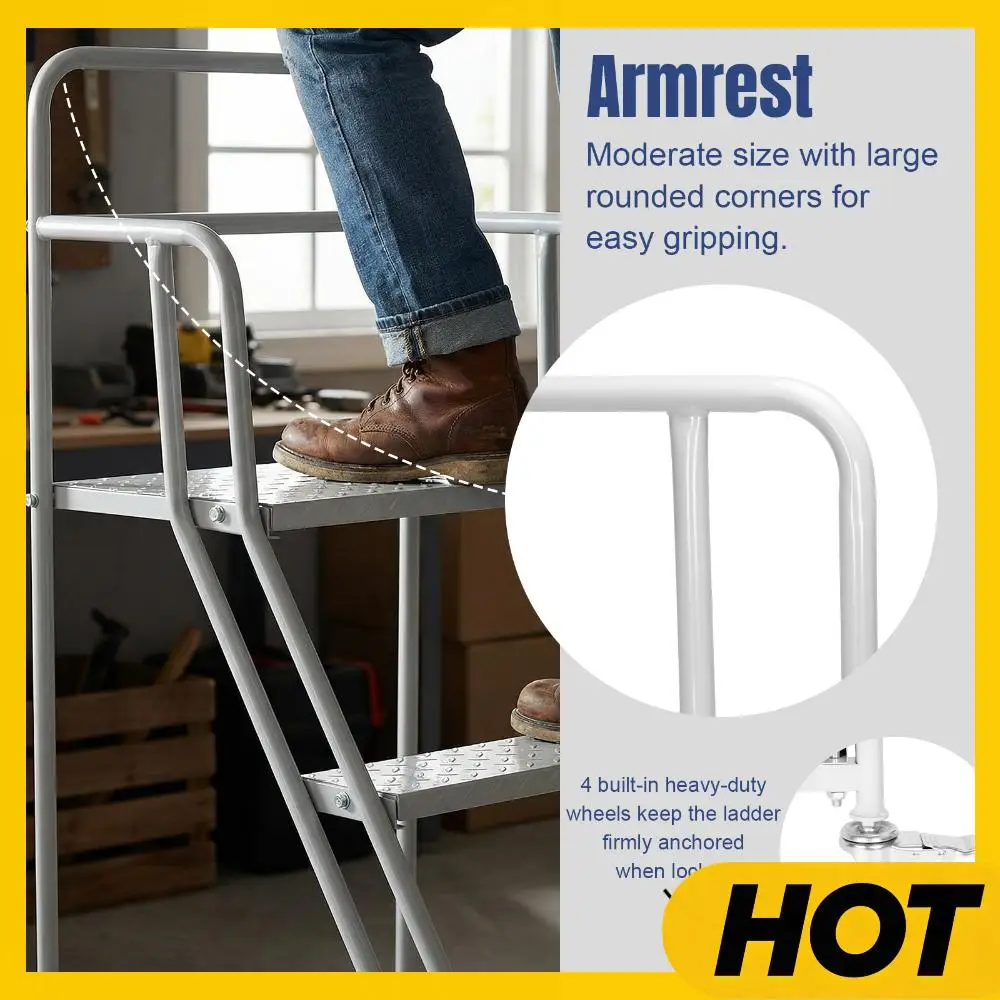 

Промышленная четырехступенчатая лестница-трансформер для тяжелых нагрузок, грузоподъемность 202 кг, мобильная, с колесами, для склада, супермаркета, библиотеки