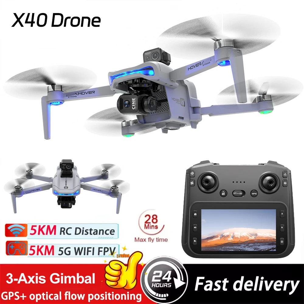 X40 MAX Drone Professionele 4K HD-camera met schermbediening Obstakel vermijden 3-assige gimbal GPS 5G WIFI FPV RC Dron Quadcopter
