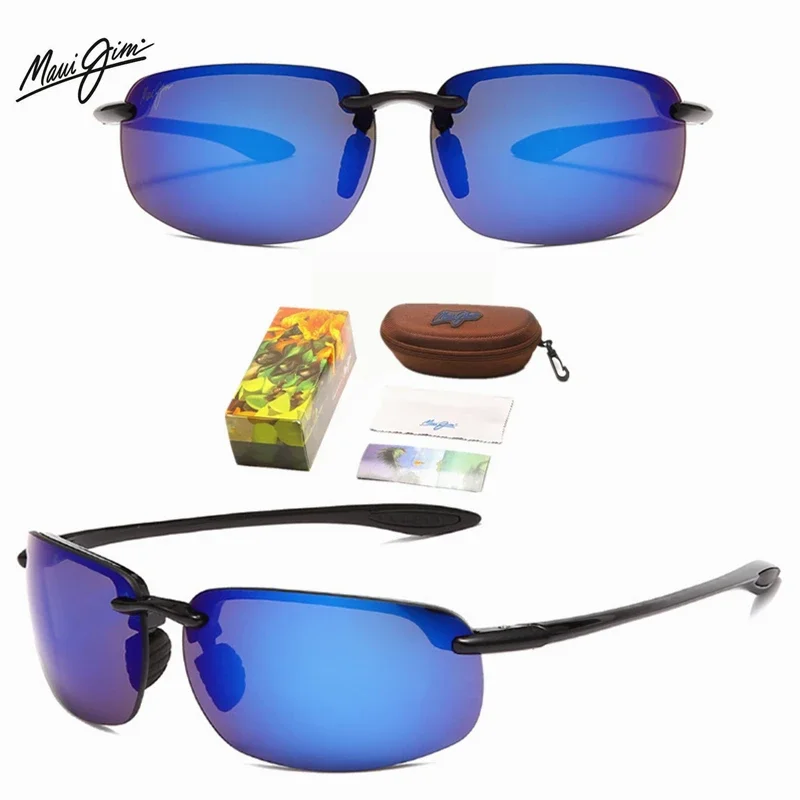 Maui Jim kacamata hitam tanpa bingkai olahraga klasik kacamata hitam Pria Wanita Pria mengemudi Golf persegi panjang bingkai sangat ringan kacamata matahari UV400