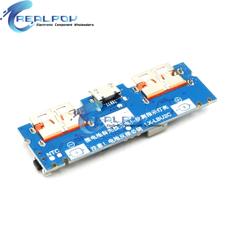 Lithium Battery Charger Board LED Dual USB 5V 2.4A Micro/Type-C USB Mobile Power Bank 18650 Charging Module