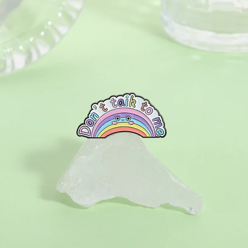 Cute Social Fear Theme Badge Brooch Pins Cartoon Rainbow Colorful Letter Introvert Enamel Lapel Pin Accessory On Backpack Gift F